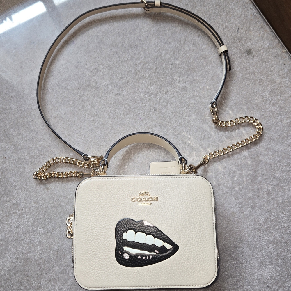 Coach Cream and Black Crossbody Bag